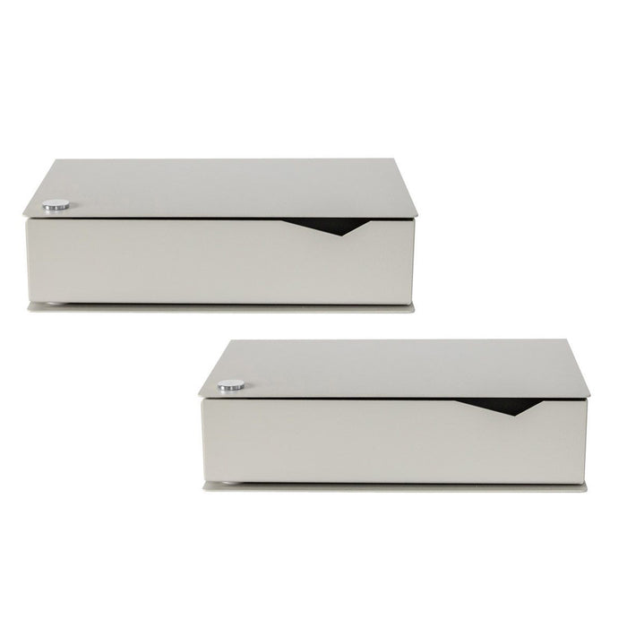 Wand-Nachttisch: 2 Stk. - BESIDE - grau mit grauer Schublade