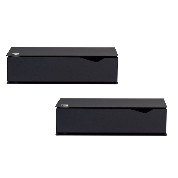 Wand-Nachttisch: 2 Stk. - BESIDE - schwarz mit schwarzer Schublade