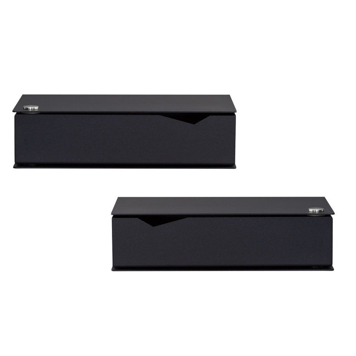 Wand-Nachttisch: 2 Stk. - BESIDE - schwarz mit schwarzer Schublade