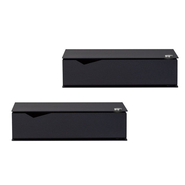 Wand-Nachttisch: 2 Stk. - BESIDE - schwarz mit schwarzer Schublade