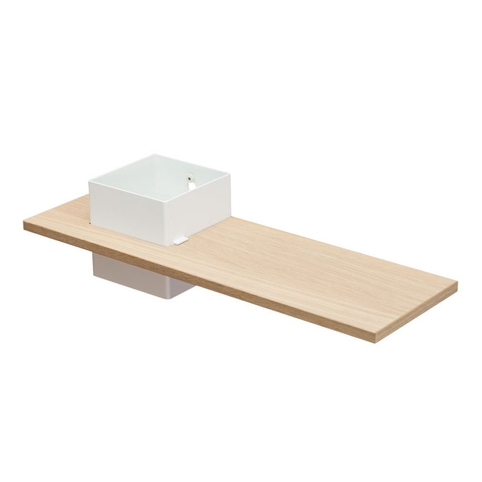 Box with shelf, wall-mounted: 1 pc. - LINE - white with oak shelf