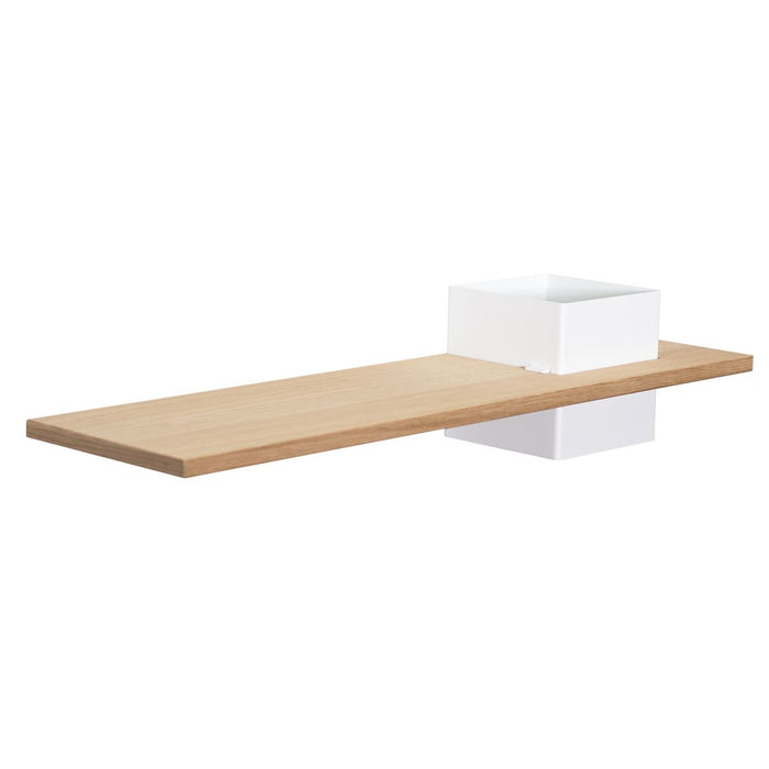 Box with shelf, wall-mounted: 1 pc. - LINE - white with oak shelf