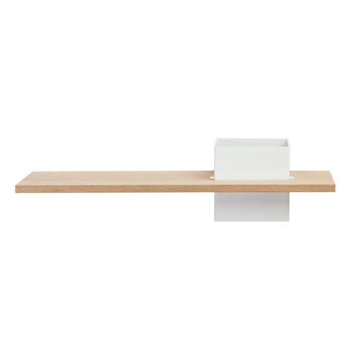 Box with shelf, wall-mounted: 1 pc. - LINE - white with oak shelf