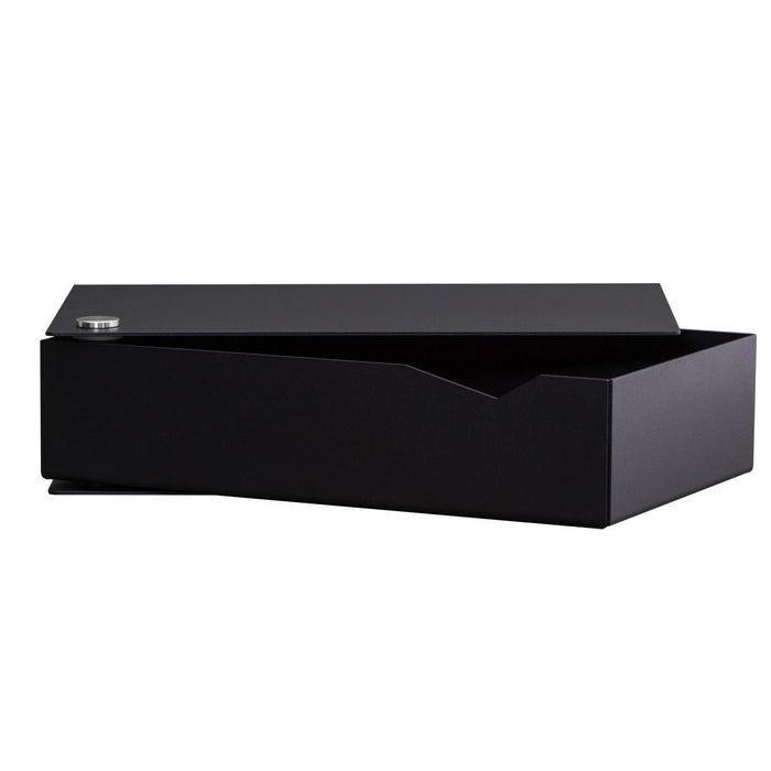 Wand-Nachttisch: 1 Stk. - BESIDE - schwarz mit schwarzer Schublade