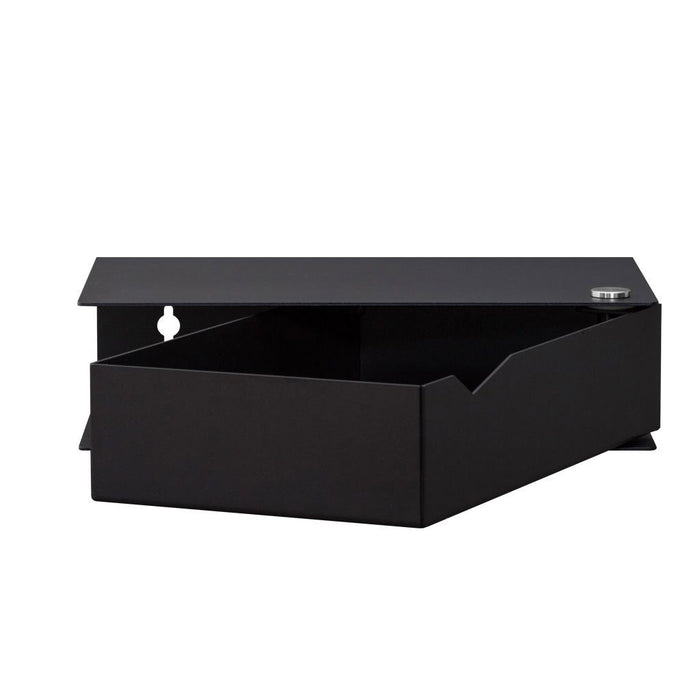 Wand-Nachttisch: 1 Stk. - BESIDE - schwarz mit schwarzer Schublade