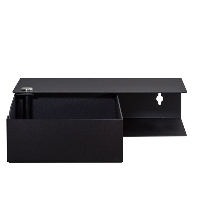 Wand-Nachttisch: 1 Stk. - BESIDE - schwarz mit schwarzer Schublade