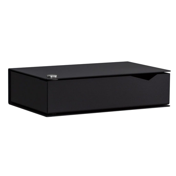 Wand-Nachttisch: 1 Stk. - BESIDE - schwarz mit schwarzer Schublade