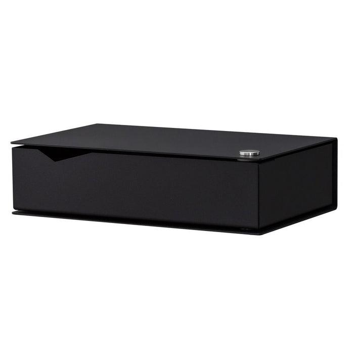 Wand-Nachttisch: 2 Stk. - BESIDE - schwarz mit schwarzer Schublade
