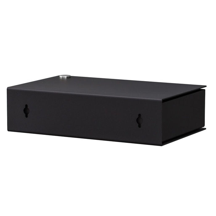 Wand-Nachttisch: 2 Stk. - BESIDE - schwarz mit schwarzer Schublade