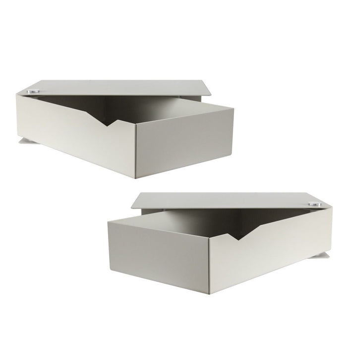 Wall-mounted bedside table: 2 pcs. - BESIDE - gray with gray drawer