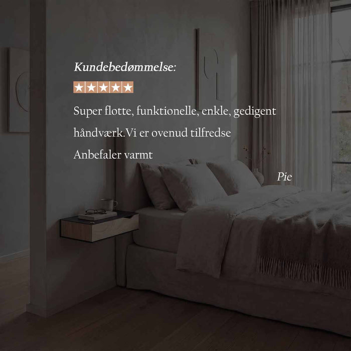 Wand-Nachttisch: 2 Stk. - BESIDE - weiß mit Schublade aus Eichenholz