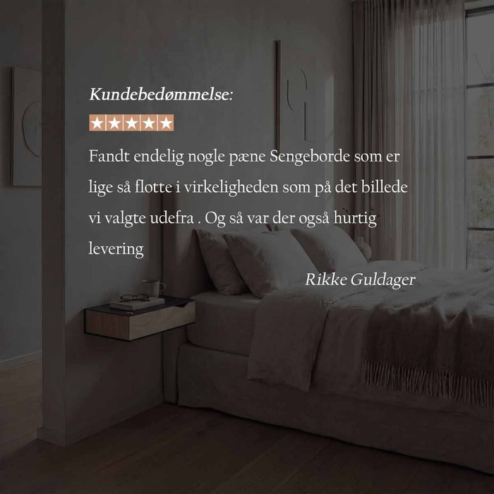 Wand-Nachttisch: 2 Stk. - BESIDE - schwarz mit Schublade aus Eichenholz