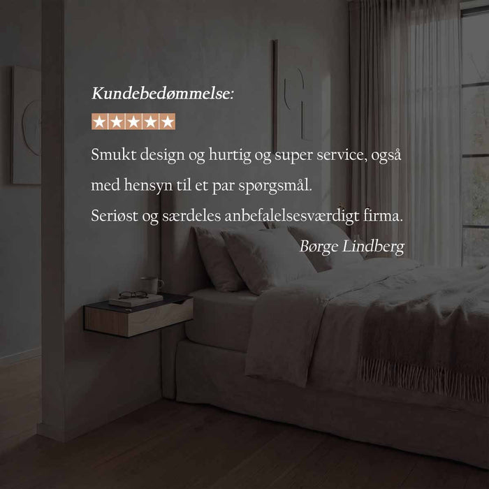 Wand-Nachttisch: 2 Stk. - BESIDE - weiß mit Schublade aus Eichenholz