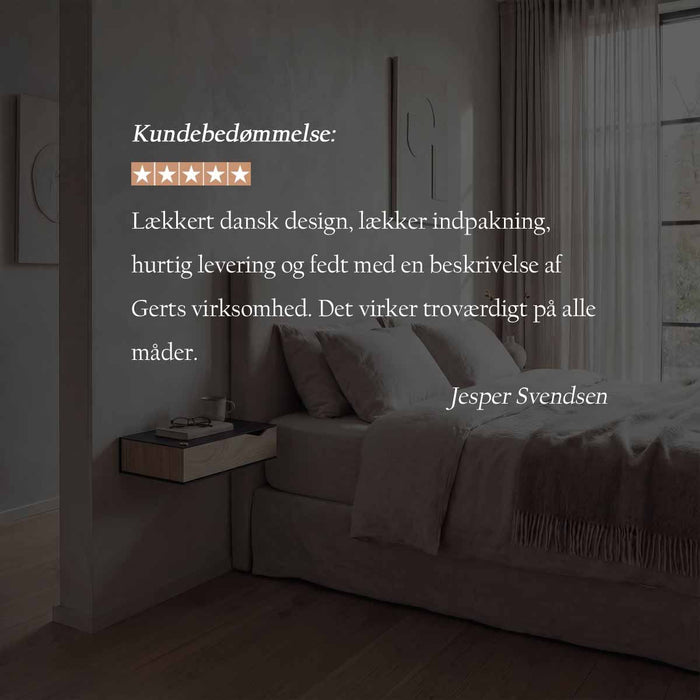 Wand-Nachttisch: 2 Stk. - BESIDE - schwarz mit Schublade aus Eichenholz