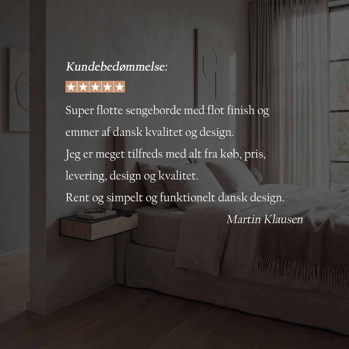 Wand-Nachttisch: 2 Stk. - BESIDE - weiß mit Schublade aus Eichenholz