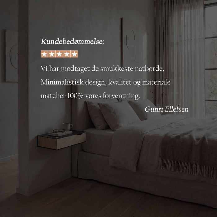 Wand-Nachttisch: 2 Stk. - BESIDE - grau mit Schublade aus Eichenholz