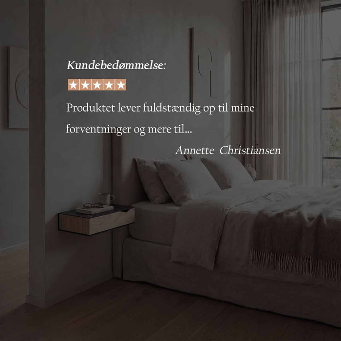 Wand-Nachttisch: 2 Stk. - BESIDE - schwarz mit Schublade aus Eichenholz