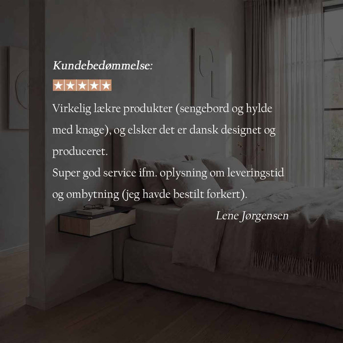 Wand-Nachttisch: 2 Stk. - BESIDE - grau mit Schublade aus Eichenholz