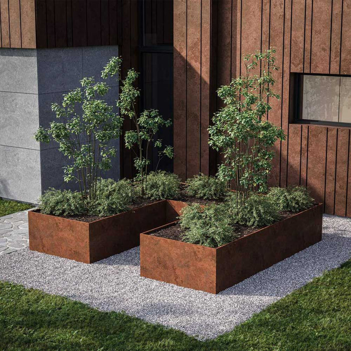 Højbed U-formet modulopbygget i Corten stål