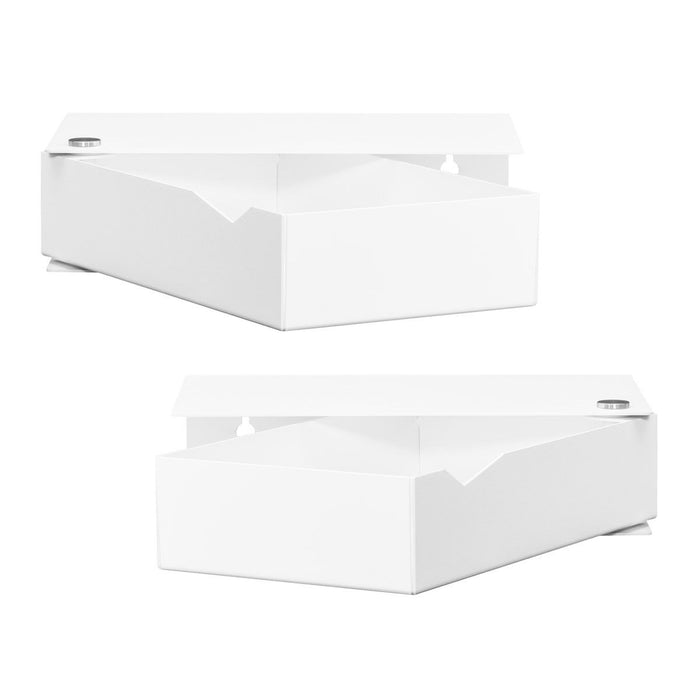 Wall-mounted bedside table: 2 pcs. - BESIDE - white with white drawer