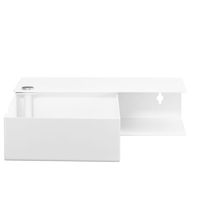 Wall-mounted bedside table: 1 pc. - BESIDE - white with white drawer