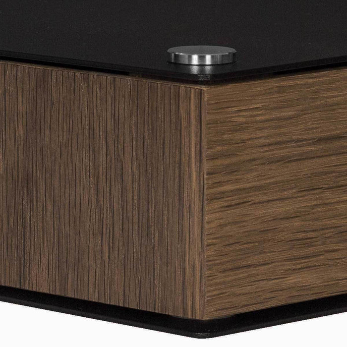 Wall-mounted bedside table: 1 pc. - BESIDE - black with dark oak drawer