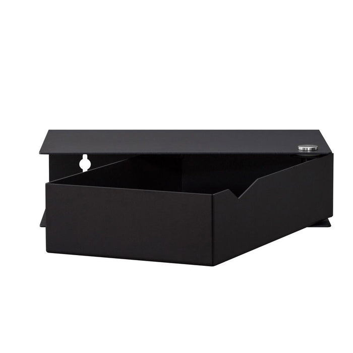 Wall-mounted bedside table: 1 pc. - BESIDE - black with black drawer