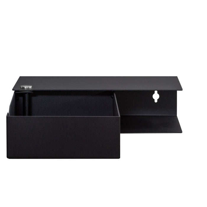 Wall-mounted bedside table: 2 pcs. - BESIDE - black with black drawer