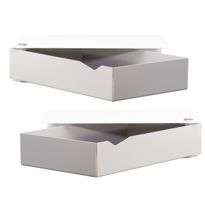 Wall-mounted bedside table: 2 pcs. - BESIDE - white with gray drawer